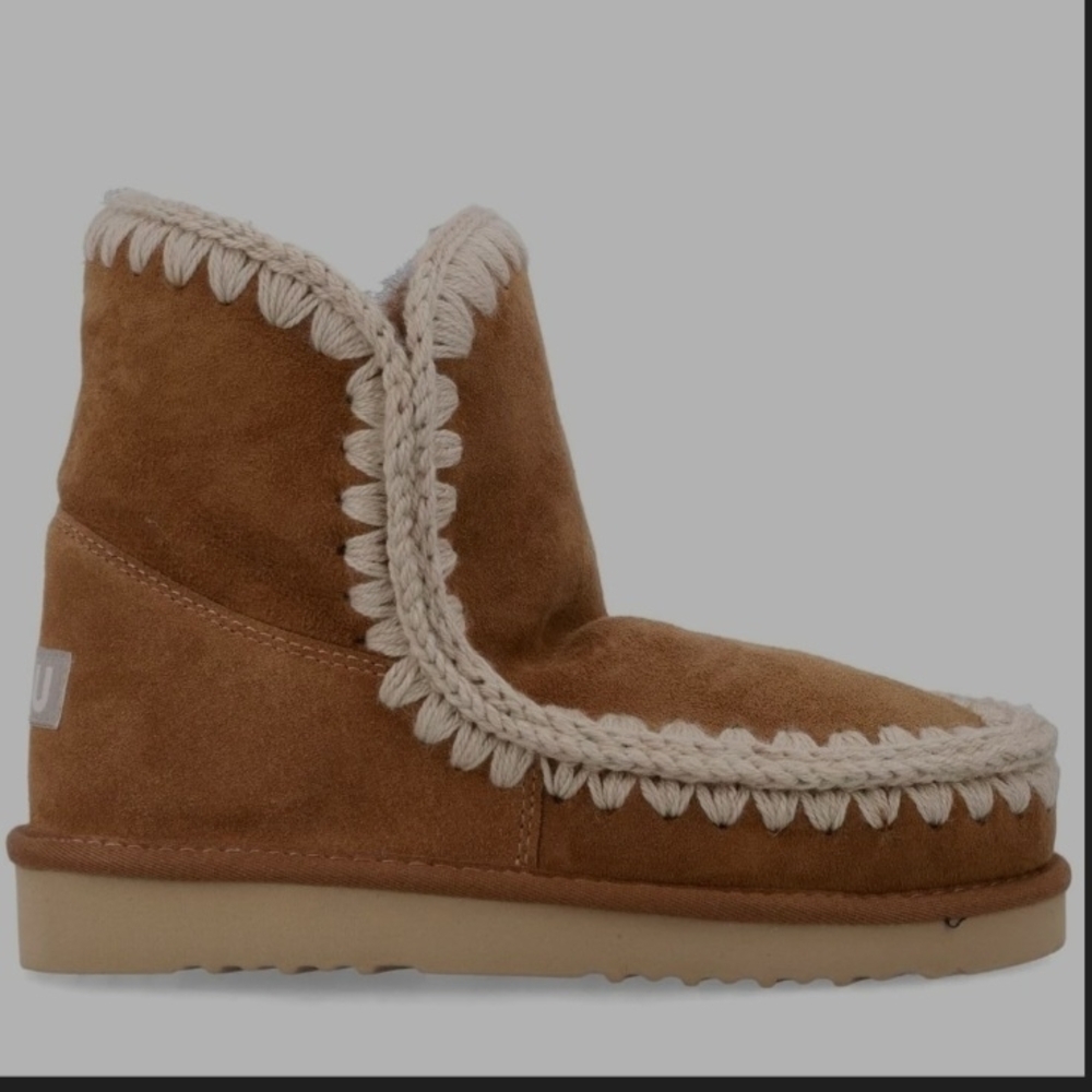 Mou 18 Brown Ankle Booties with Cream Trim